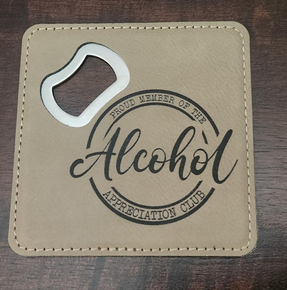 Leatherette Bottle Opener Coaster