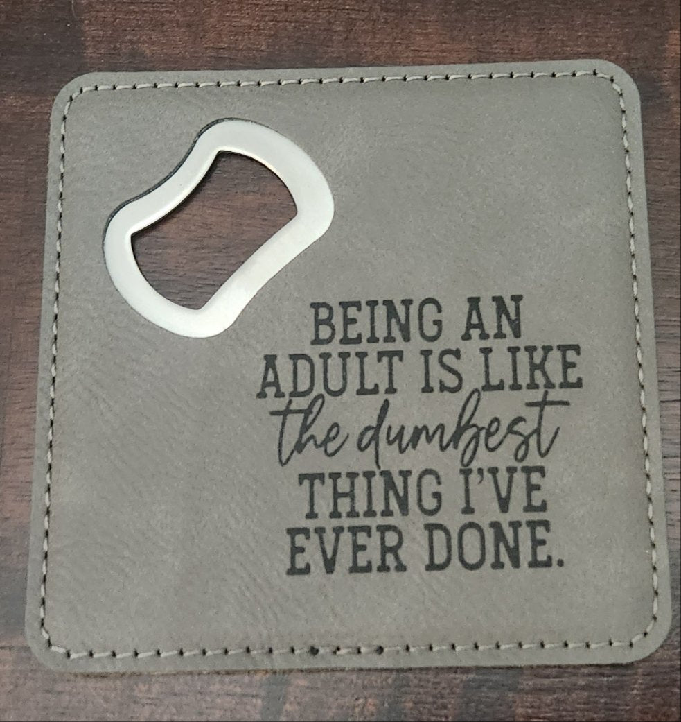 Leatherette Bottle Opener Coaster