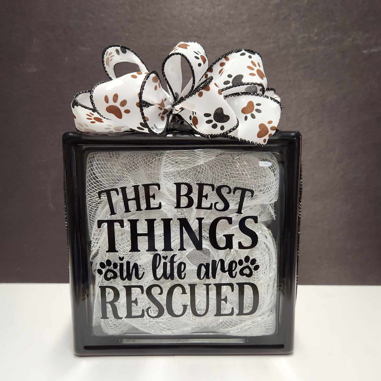 Rescued Pet Glass Block