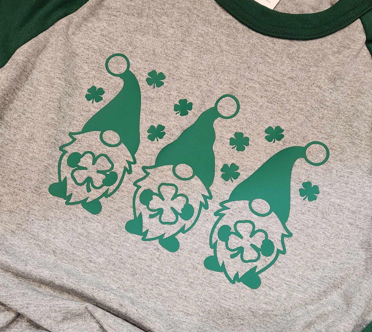 Green Raglan St. Patty's Gnome Shirt