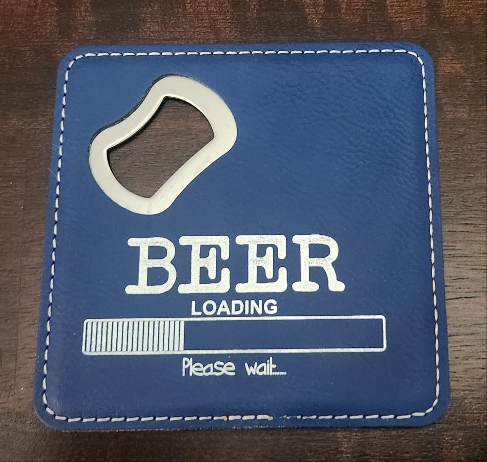 Leatherette Bottle Opener Coaster 