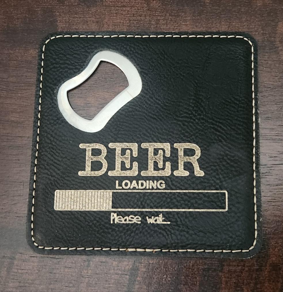 Leatherette Bottle Opener Coaster 