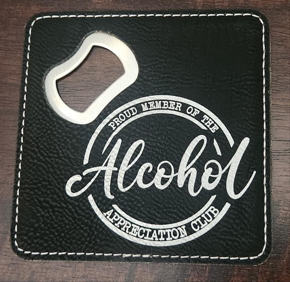 Leatherette Bottle Opener Coaster 