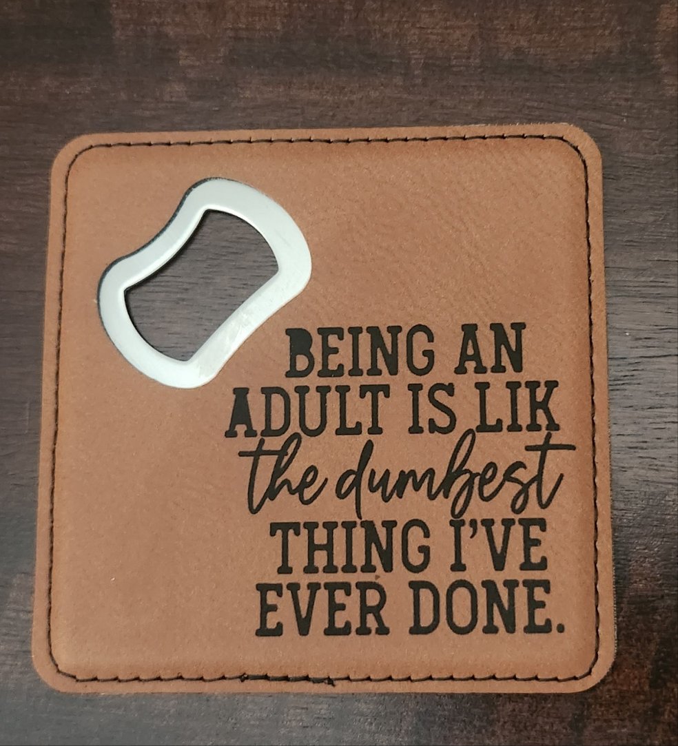 Leatherette Bottle Opener Coaster 