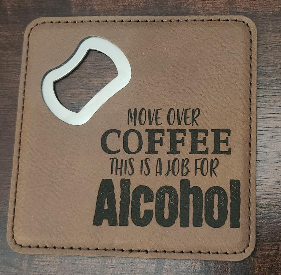 Leatherette Bottle Opener Coaster 