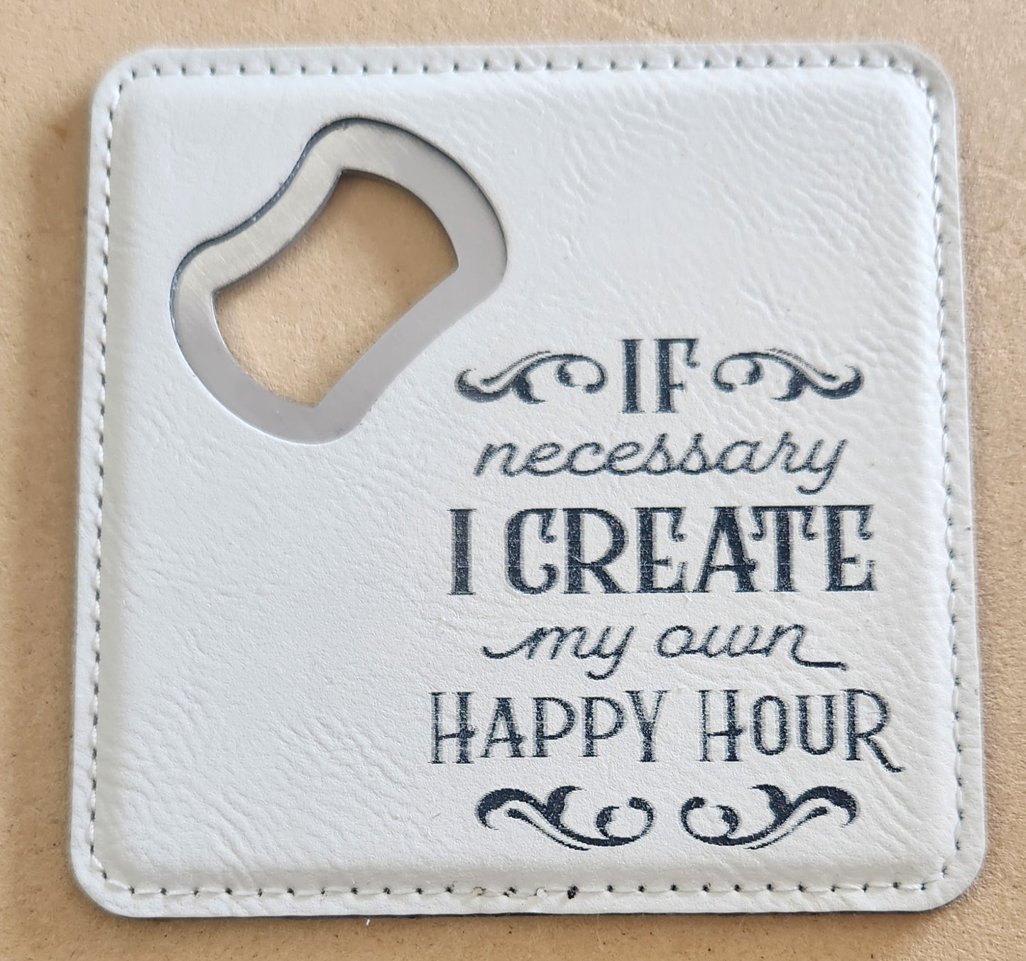 Leatherette Bottle Opener Coaster 