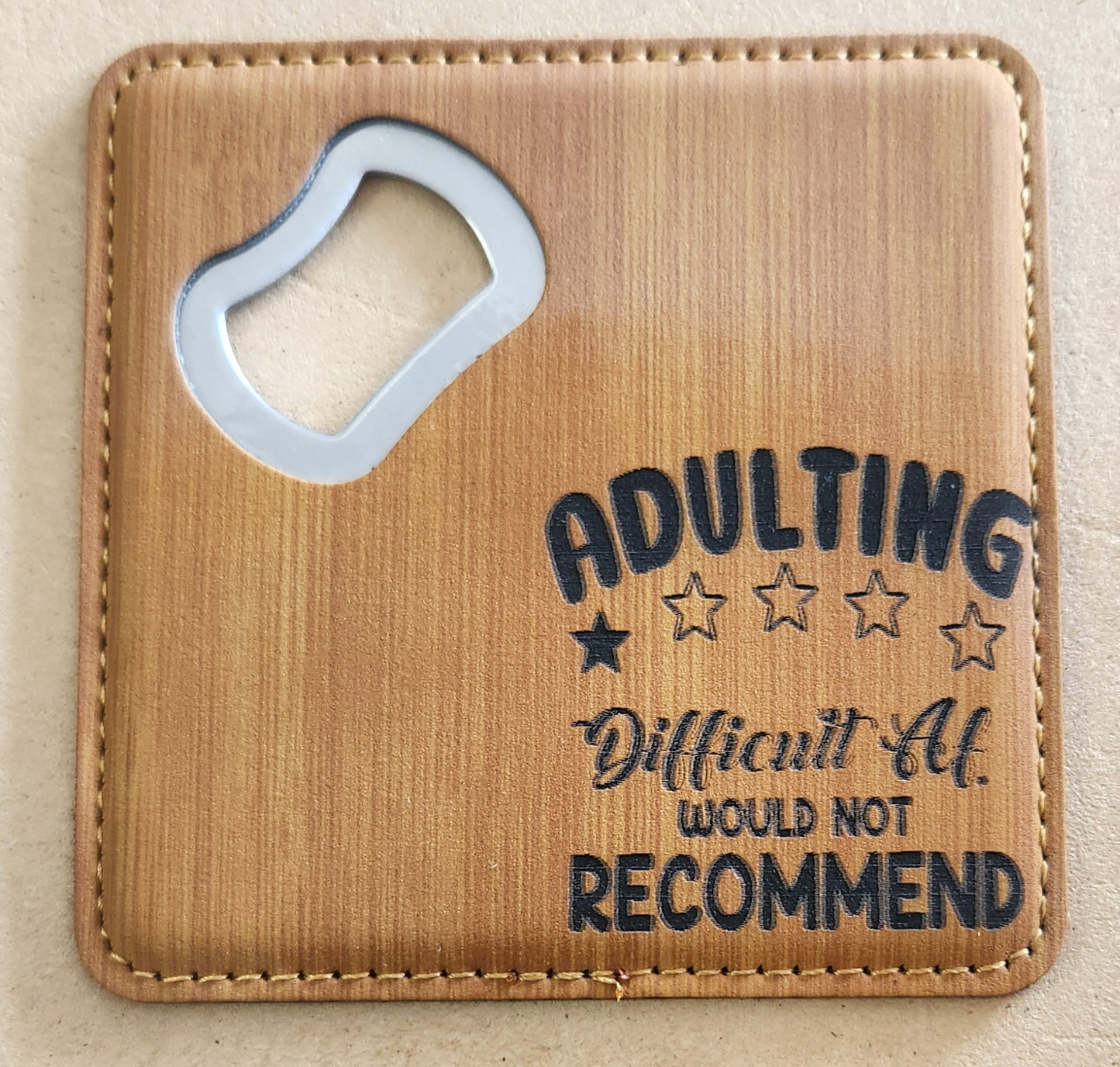 Leatherette Bottle Opener Coaster 