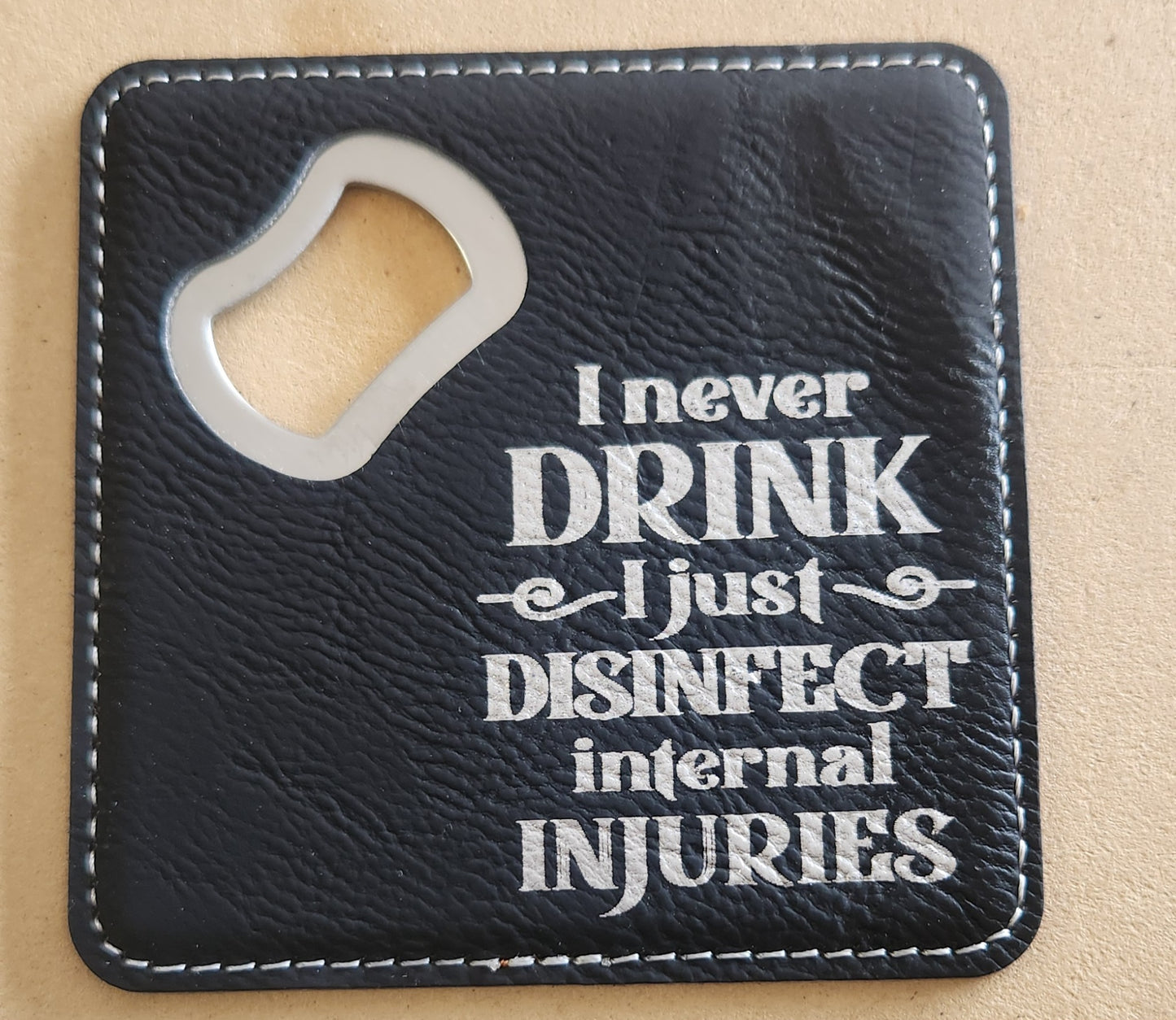 Leatherette Bottle Opener Coaster 