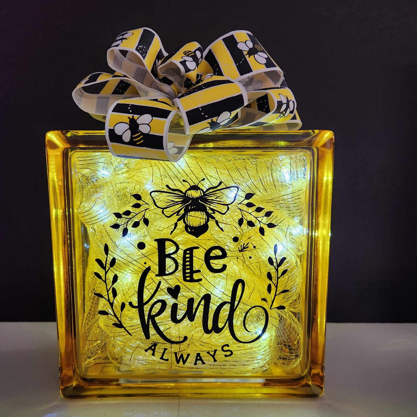 Bee Kind Glass Block