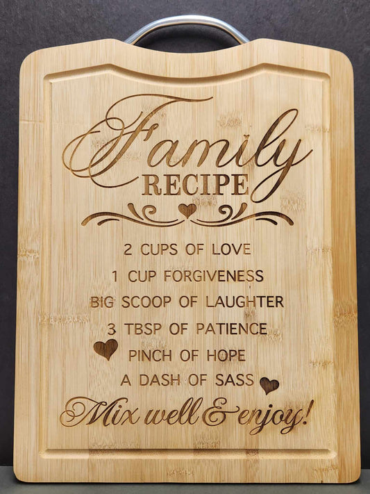 Large Bamboo Cutting Board with metal handle